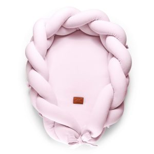 Gnezdece 2v1 z obrobo kitko iz organskega bombaža - svetlo roza