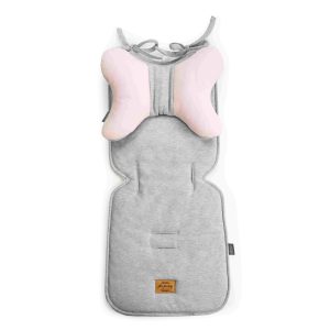 Set podloge za voziček in metuljčka za oporo glave nežno in organsko - svetlo roza