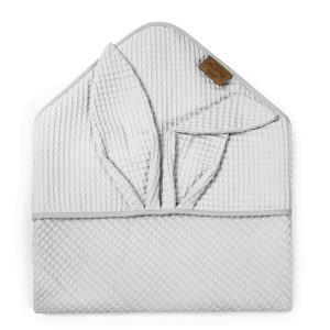 Kopalna brisača iz vaflja s kapuco zajček - svetlo siva