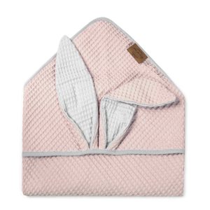 Kopalna brisača iz vaflja s kapuco zajček - svetlo roza