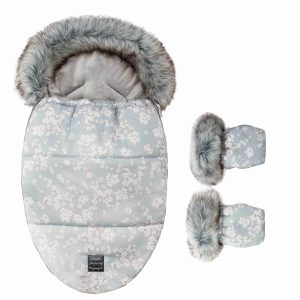 Zimska vreča z dvojno izolacijo in dodatkom umetnega krzna – japonski cvet + GRATIS zimske rokavice