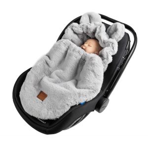 Topla vreča POLARNI MEDO za košaro vozička, jajčko ali spanje - svetlo siva