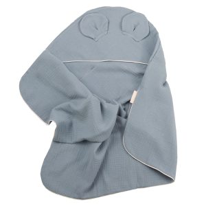 Kopalna brisača ali poletna odejica za jajčko iz muslina s kapuco - Moss