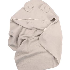 Kopalna brisača ali poletna odejica za jajčko iz muslina s kapuco - Linen