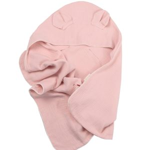 Kopalna brisača ali poletna odejica za jajčko iz muslina s kapuco - Candy