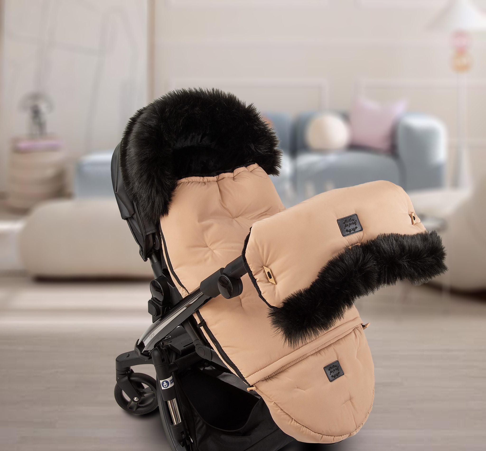 Prestižna zimska vreča Nevada COMBO z eko krznom - bež