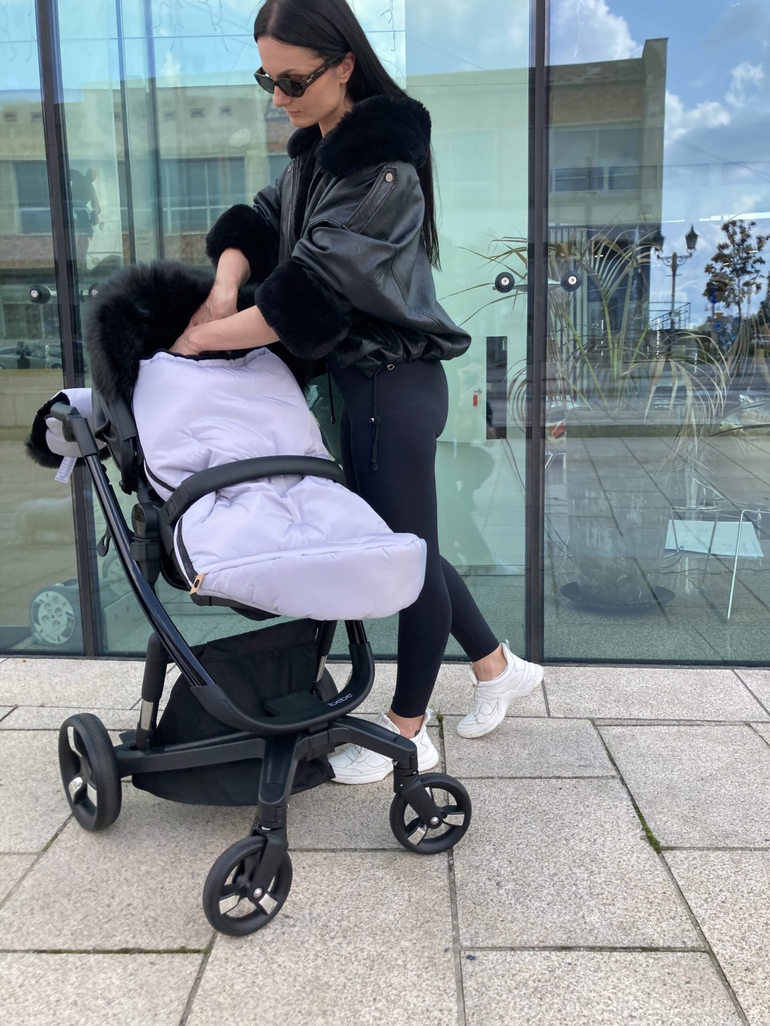 Prestižna zimska vreča Nevada COMBO z eko krznom - siva