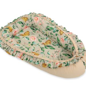 Gnezdece z volančki - zajčki z rožicami bež